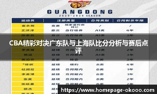 CBA精彩对决广东队与上海队比分分析与赛后点评